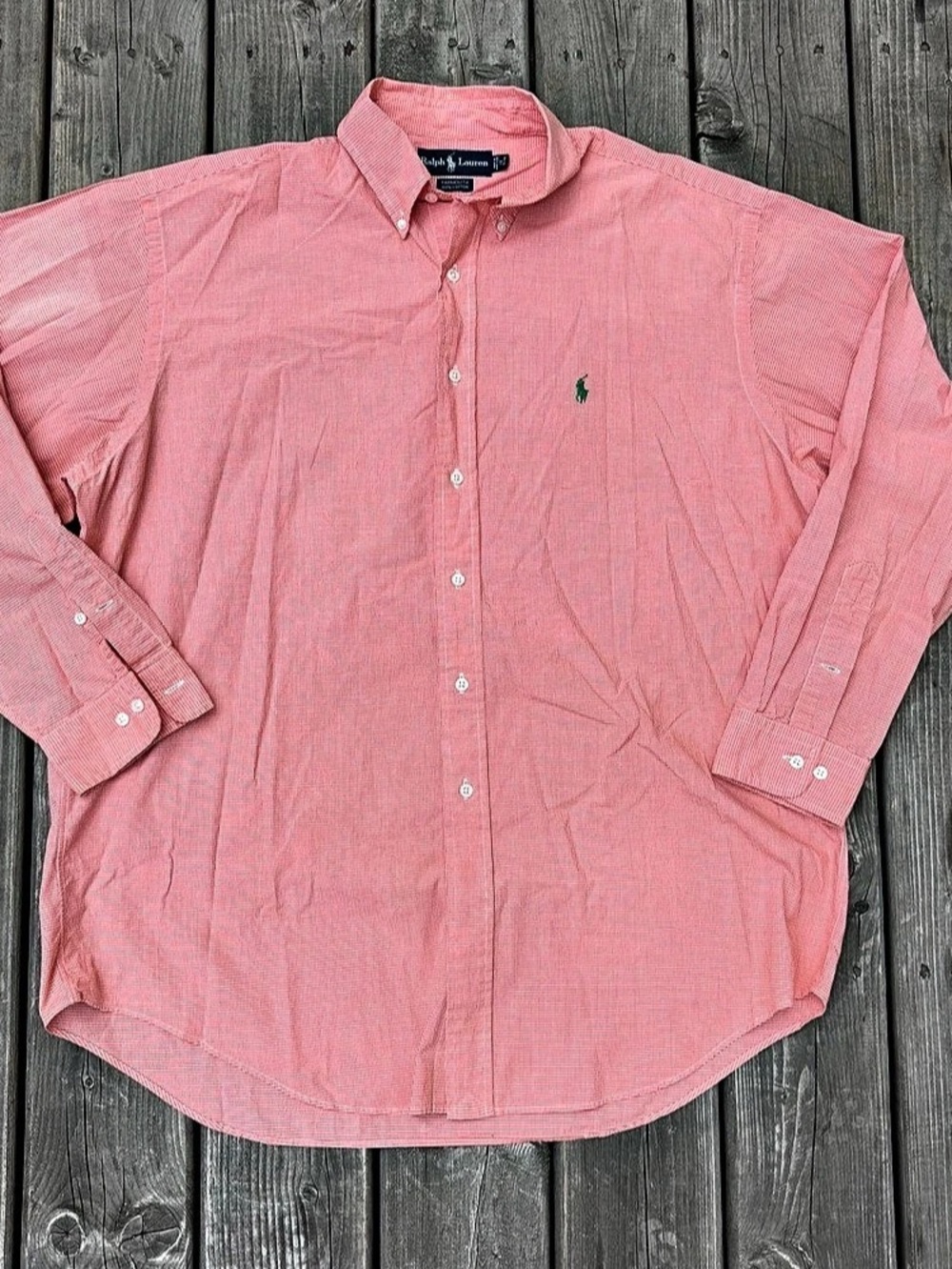 Ralph Lauren Yarmouth Gingham Cotton Button Down in Orange Size XL